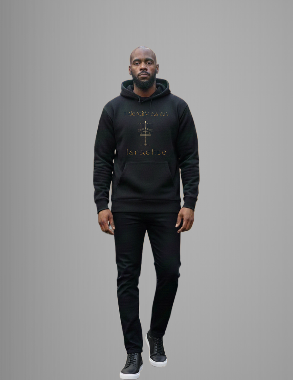 Premium Black hoodie with Metallic gold lettering