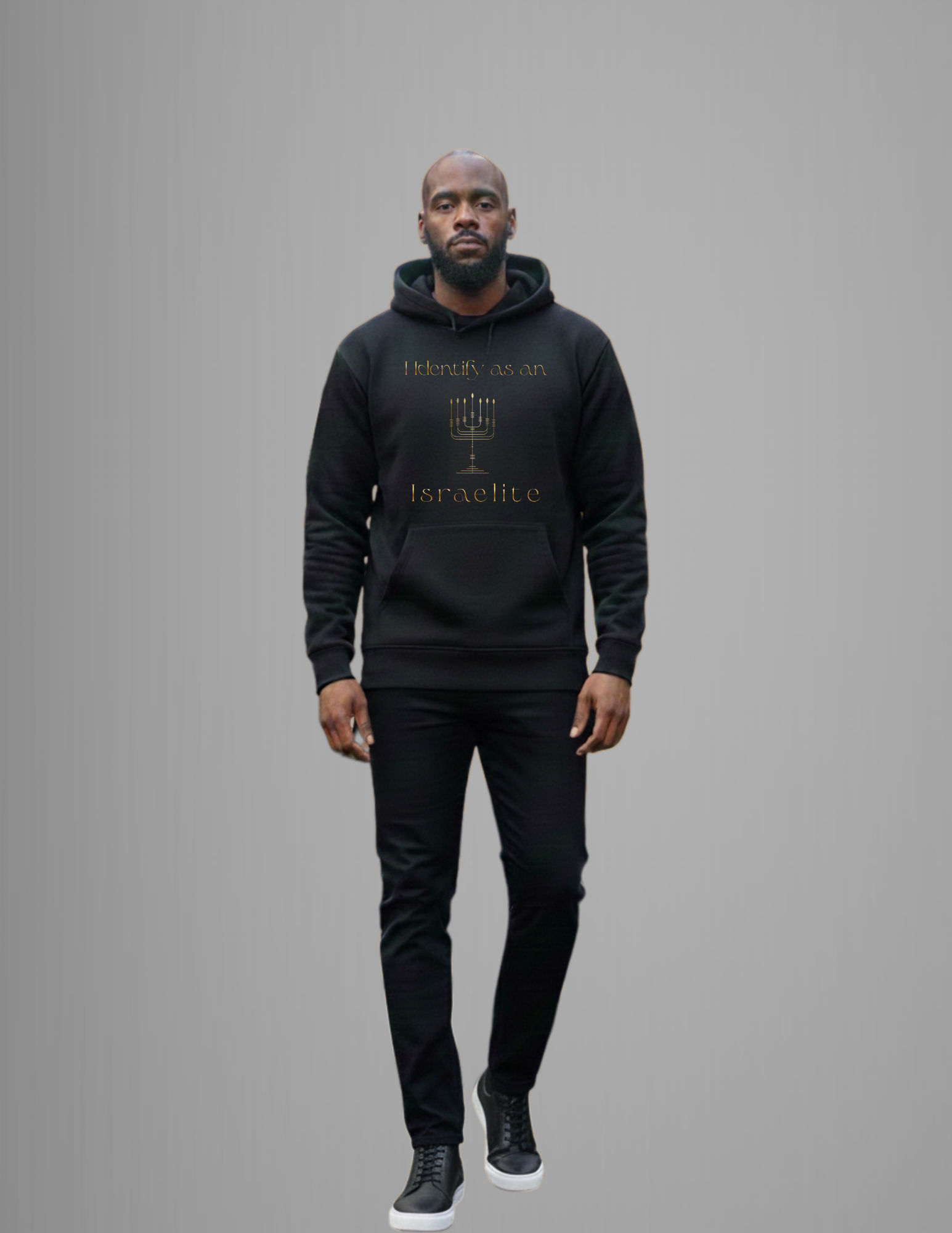 Premium Black hoodie with Metallic gold lettering