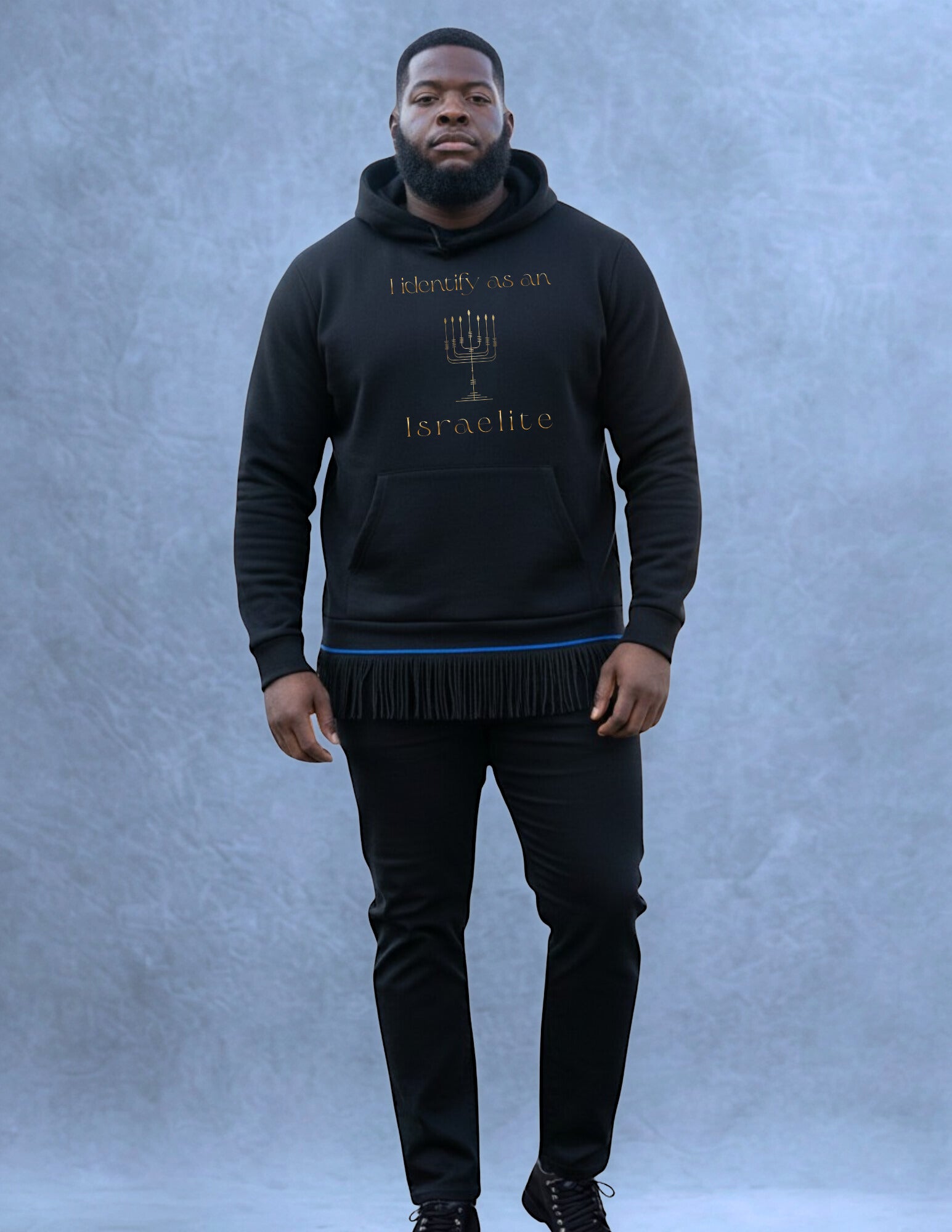 I Identify as an Israelite- Black Hoodie (Metallic Gold) First Release