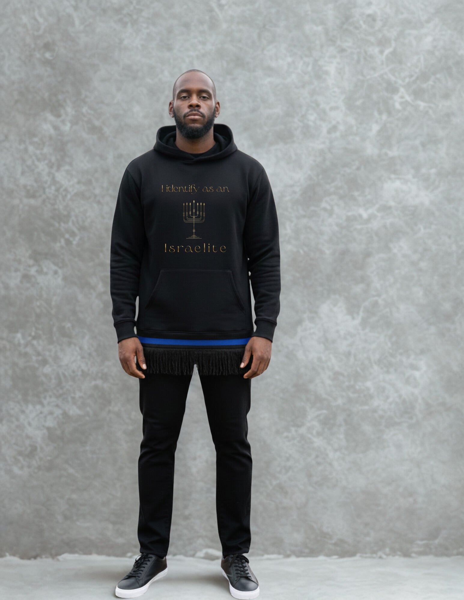 I Identify as an Israelite- Black Hoodie (Metallic Gold) First Release